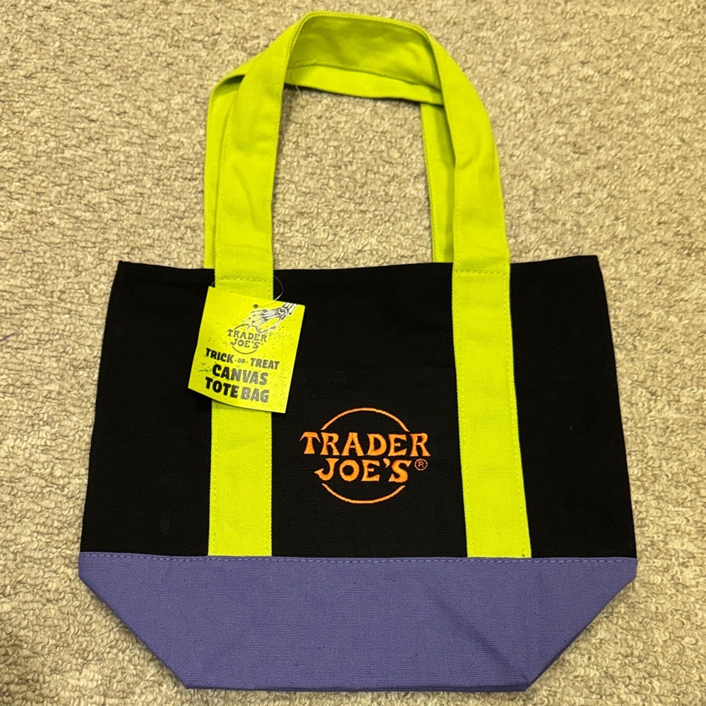 Trader Joe’s Trick or Treat Canvas Bag - Black and Purple